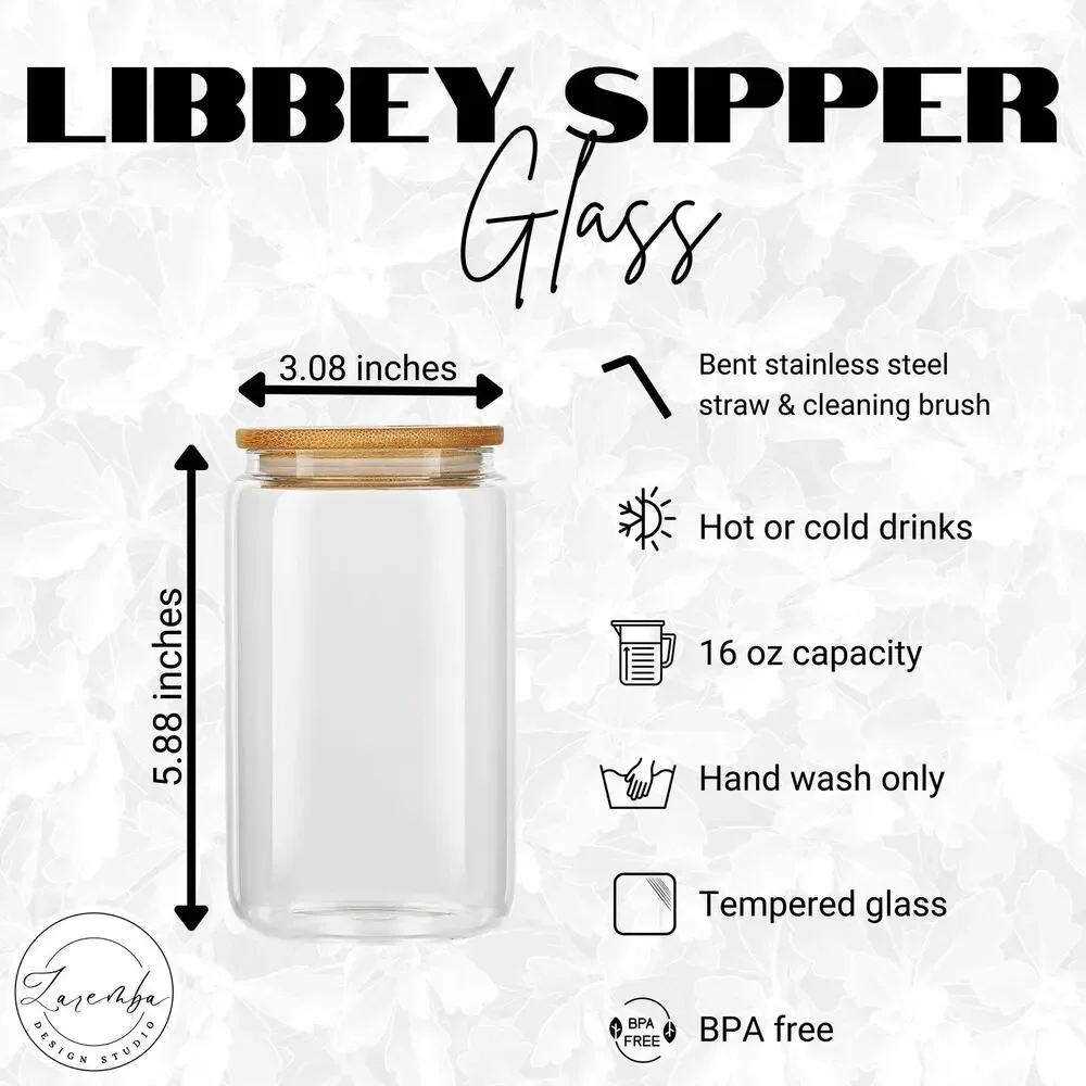 White Floral Libbey Cup, Minimalist Flowers Beer Can Glass, Nature, Spring
